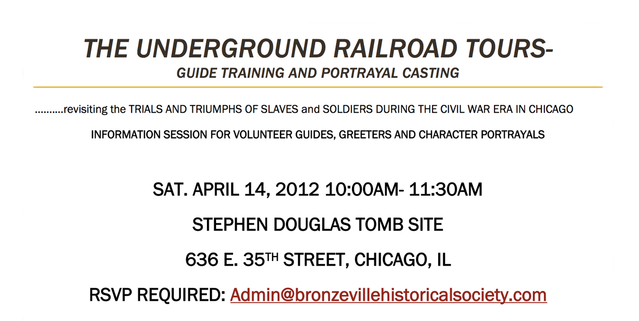 THE UNDERGROUND RAILROAD TOURS- GUIDE TRAINING AND PORTRAYAL CASTING