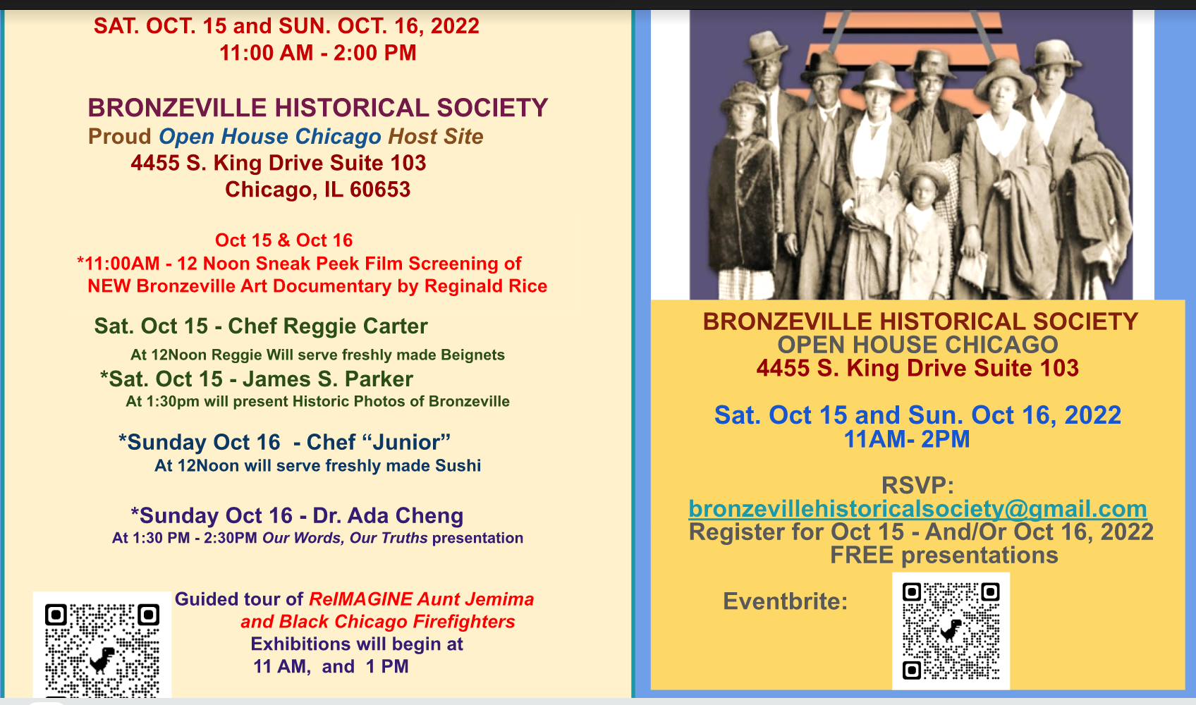 Open House Chicago at Bronzeville Historical Society – Sat Oct 15 and Sun Oct 16 2022