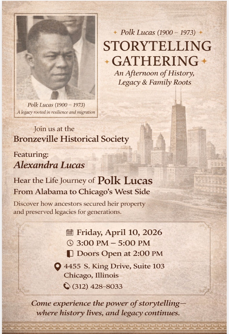 STORYTELLING GATHERING at Bronzeville Historical Society -April 10