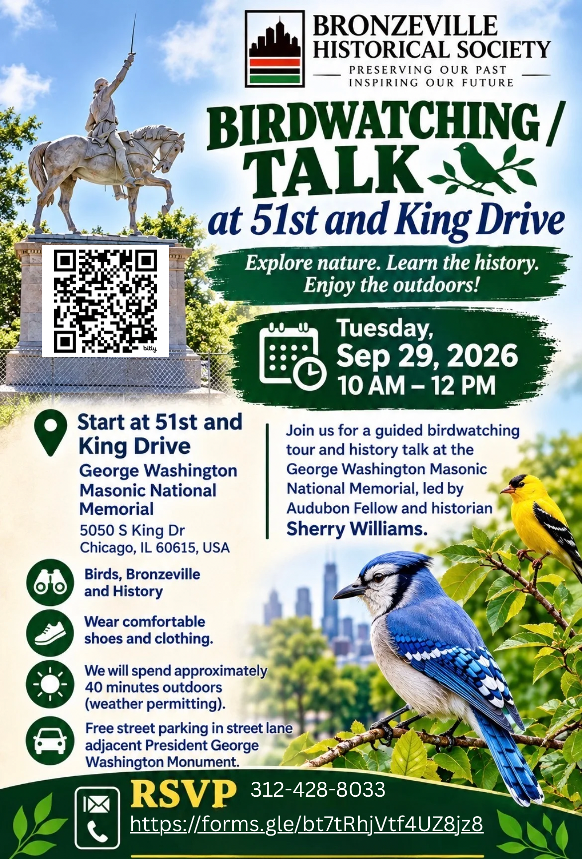 Birdwatching and History Tour.. George Washington Monument – Tues Sept 29